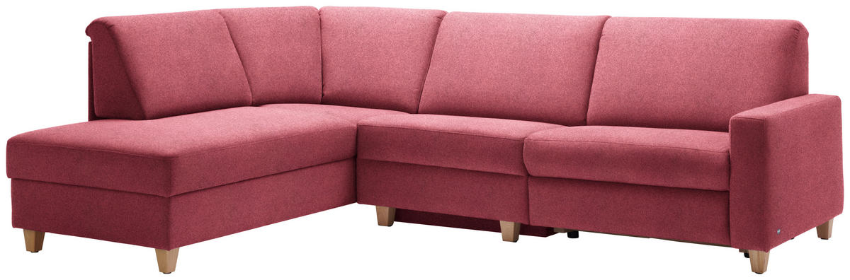 ECKSOFA in Flachgewebe Bordeaux  203/261 cm  - Eichefarben/Bordeaux, KONVENTIONELL, Holz/Textil (203/261cm) - Sedda
