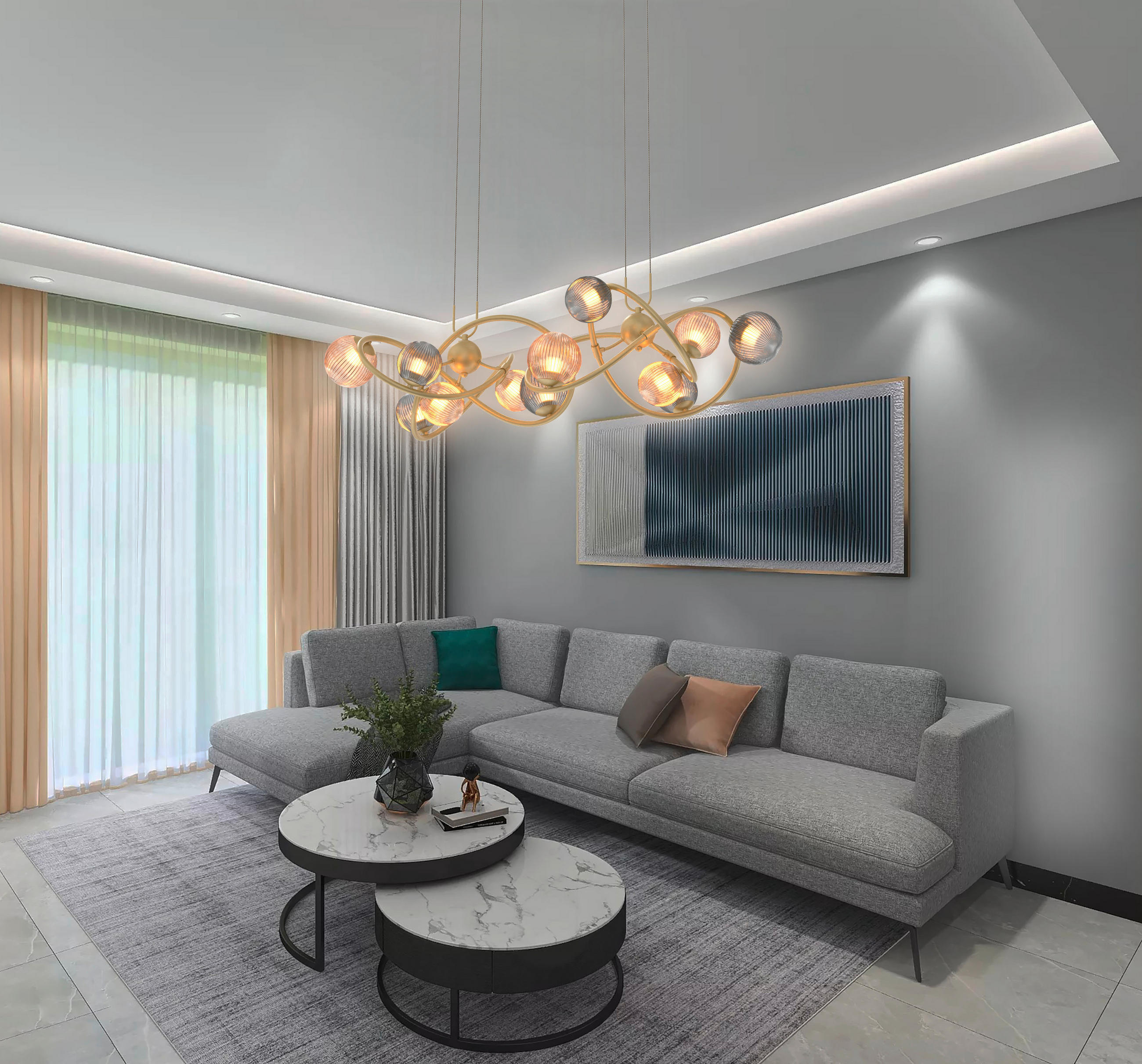 LED-HÄNGELEUCHTE Metz 60/150 cm   - Goldfarben, Design, Glas/Metall (60/150cm) - Wofi