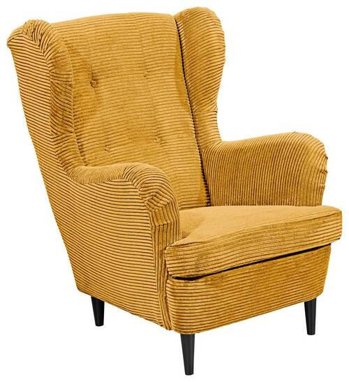 ÖRONLAPPSFÅTÖLJ i manchester gul - svart/gul, Basics, trä/textil (78/102/98cm) - MID.YOU