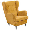 OHRENSESSEL in Cord Gelb  - Gelb/Schwarz, Basics, Holz/Textil (78/102/98cm) - MID.YOU