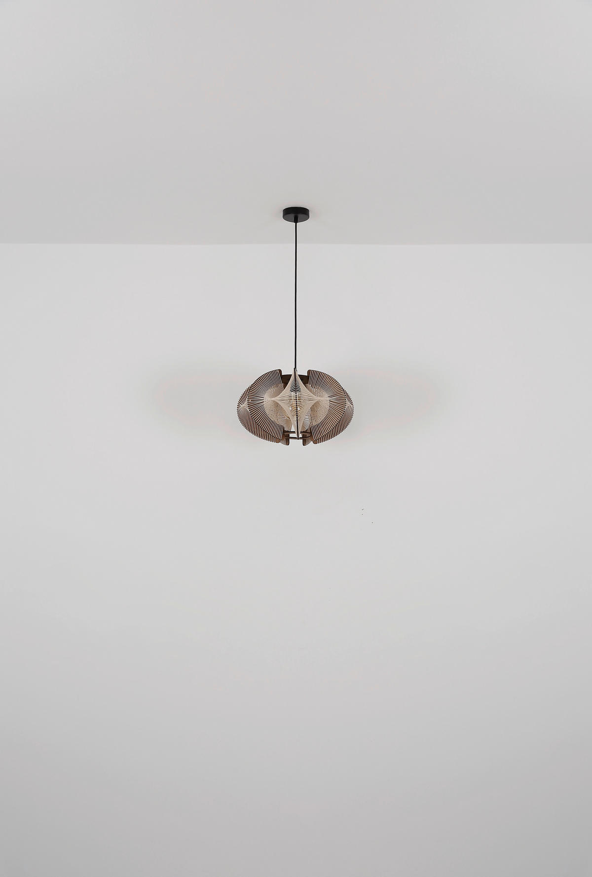 HÄNGELEUCHTE Sakura 34/150 cm  - Dunkelbraun/Schwarz, Design, Naturmaterialien/Holzwerkstoff (34/150cm) - Globo