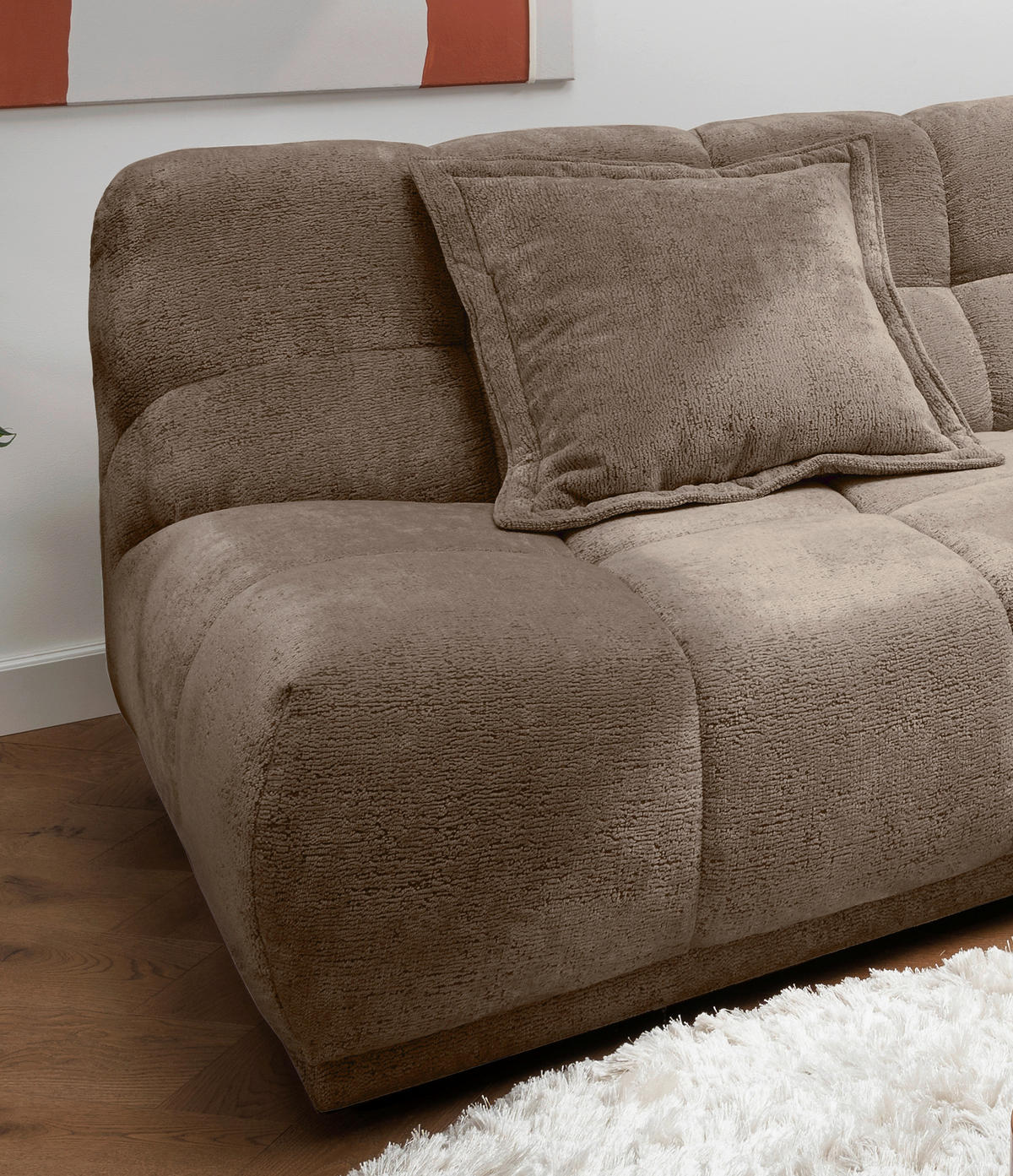 ECKSOFA Chenille Braun  - Schwarz/Braun, Modern, Kunststoff/Textil (254/203cm) - Livetastic
