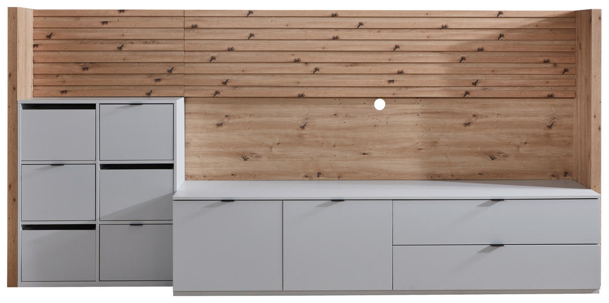 WOHNWAND  in Hellgrau, Eiche Artisan 293/138/50 cm  - Anthrazit/Hellgrau, Design, Holzwerkstoff/Kunststoff (293/138/50cm) - Stylife