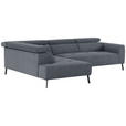 ECKSOFA Blaugrau Feincord  - Blaugrau/Schwarz, Design, Textil/Metall (205/280cm) - Xora