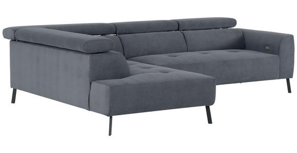 ECKSOFA Blaugrau Feincord  - Blaugrau/Schwarz, Design, Textil/Metall (205/280cm) - Xora