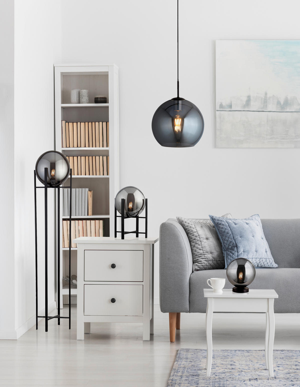 VISEČA SVETILKA  Amsterdam      30/120 cm      E27 - črna, Design, kovina/steklo (30/120cm)