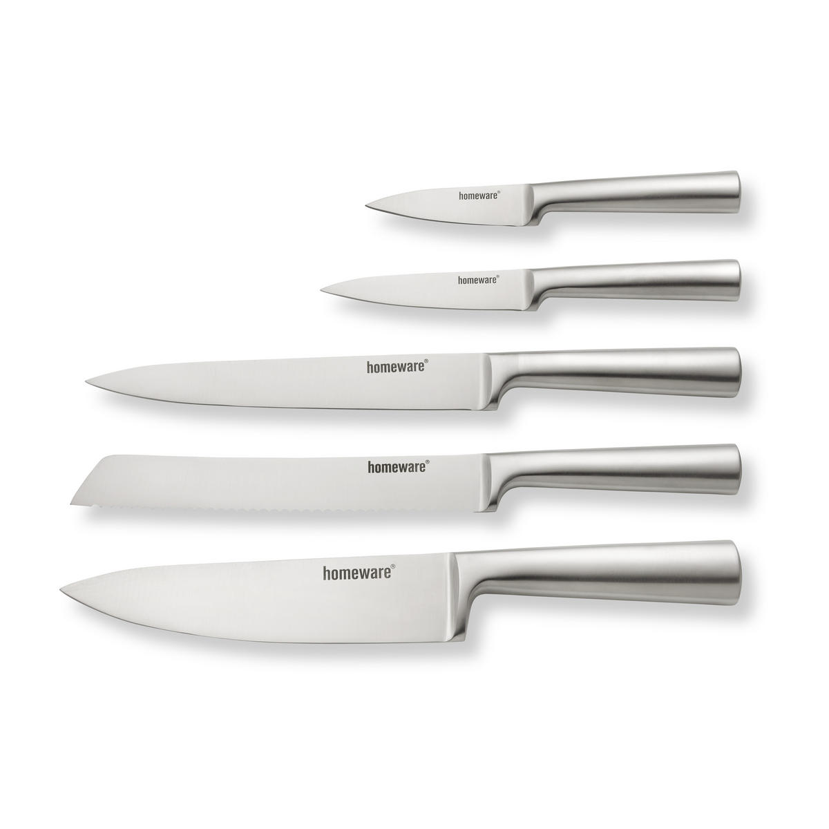 KÉSTARTÓ BLOKK 6 részes  - akácia színű/nemesacél, Basics, fa/fém - Homeware Profession.