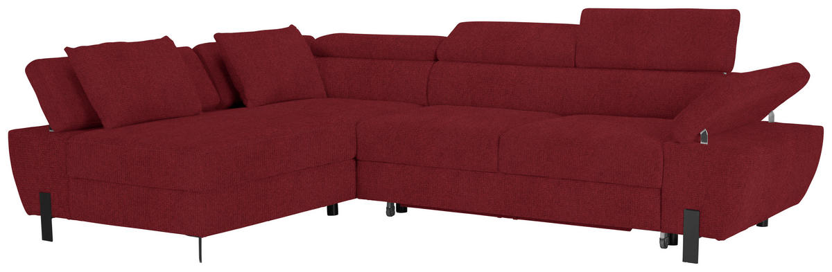 HÖRNSOFFA i vävt tyg vinröd  - vinröd/svart, Modern, metall/textil (189/90/277cm) - MID.YOU