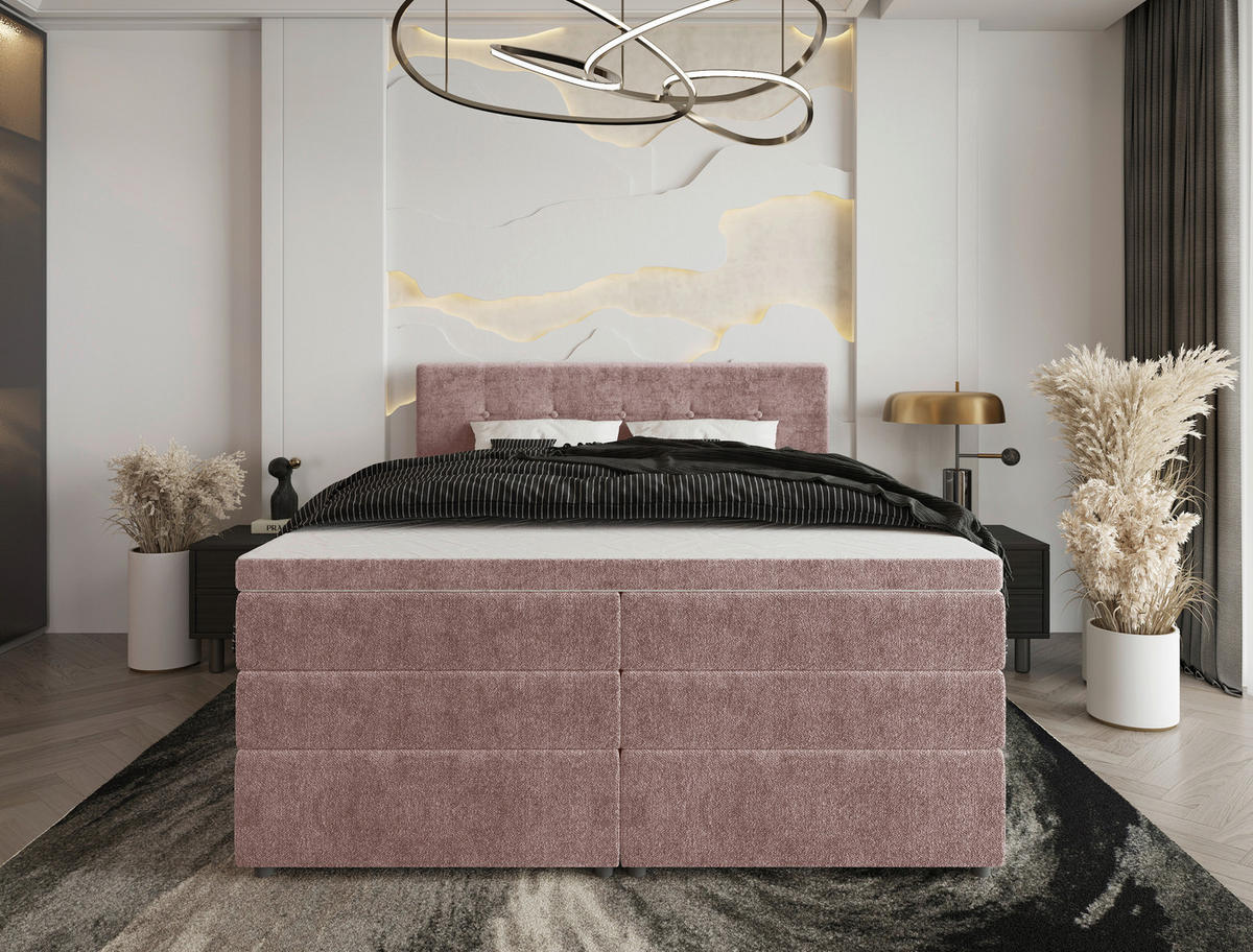 BOXSPRINGBETT 160/200 cm  in Hellrot  - Hellrot/Schwarz, KONVENTIONELL, Kunststoff/Textil (160/200cm) - Carryhome