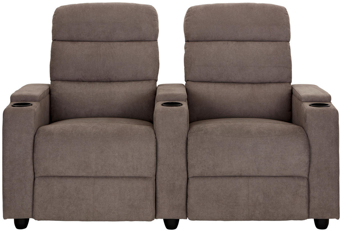 HEIMKINO-SOFA Mikrofaser Grau  - Schwarz/Grau, KONVENTIONELL, Kunststoff/Textil (164/107/90cm) - MID.YOU