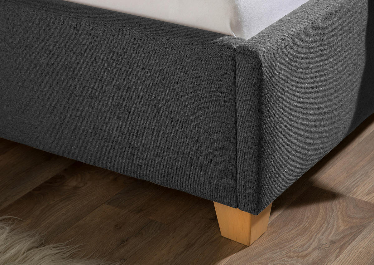 POLSTERBETT 160/200 cm,  in Anthrazit,  - Anthrazit/Naturfarben, MODERN, Holz/Textil (160/200cm) - Livetastic