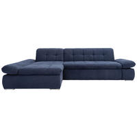 ECKSOFA Dunkelblau Mikrofaser  - Chromfarben/Dunkelblau, KONVENTIONELL, Textil/Metall (172/300cm) - MID.YOU