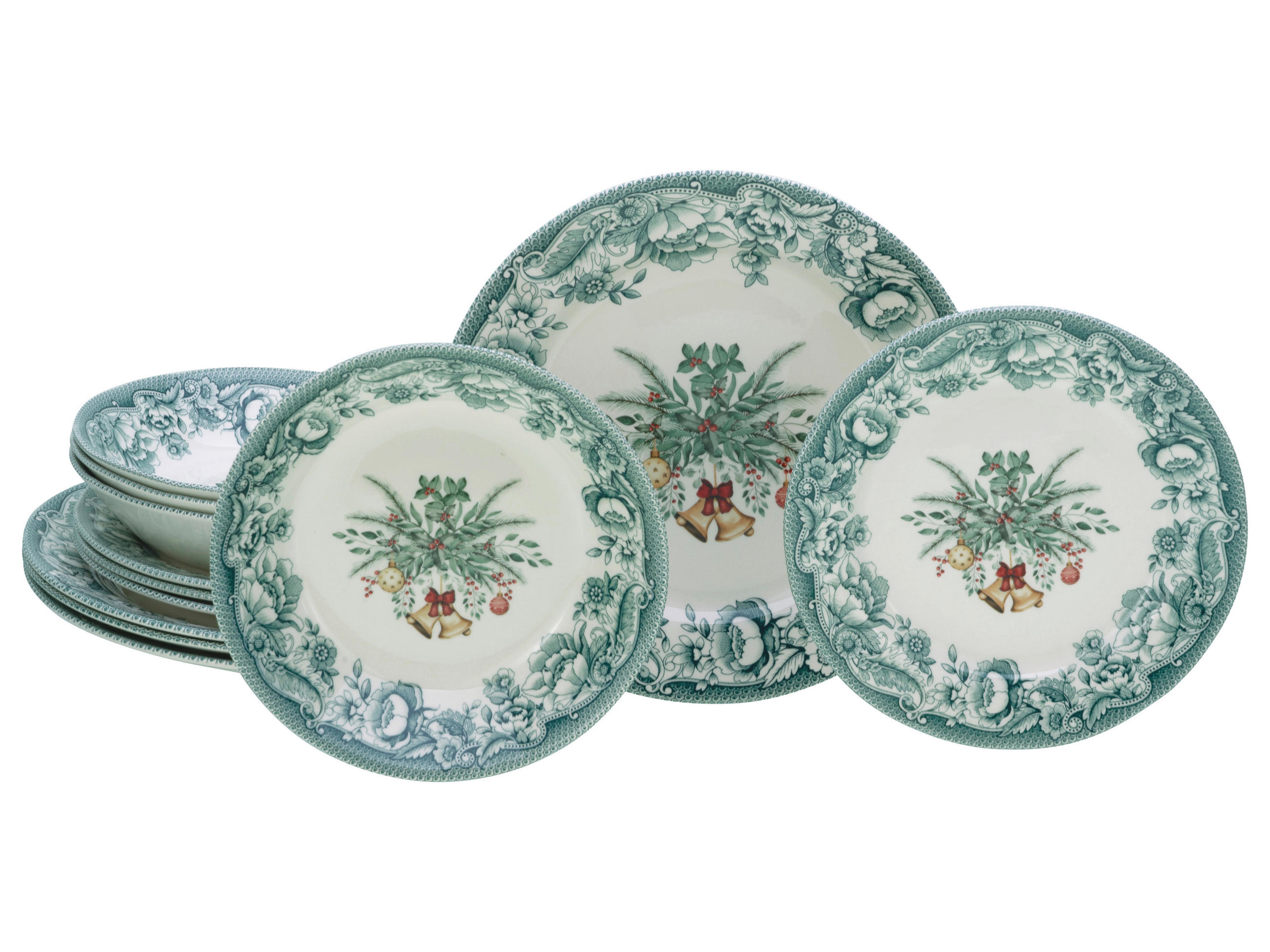 TAFELSERVICE Grün 12-teilig Weihnachten  - Grün, Basics, Keramik - Creatable