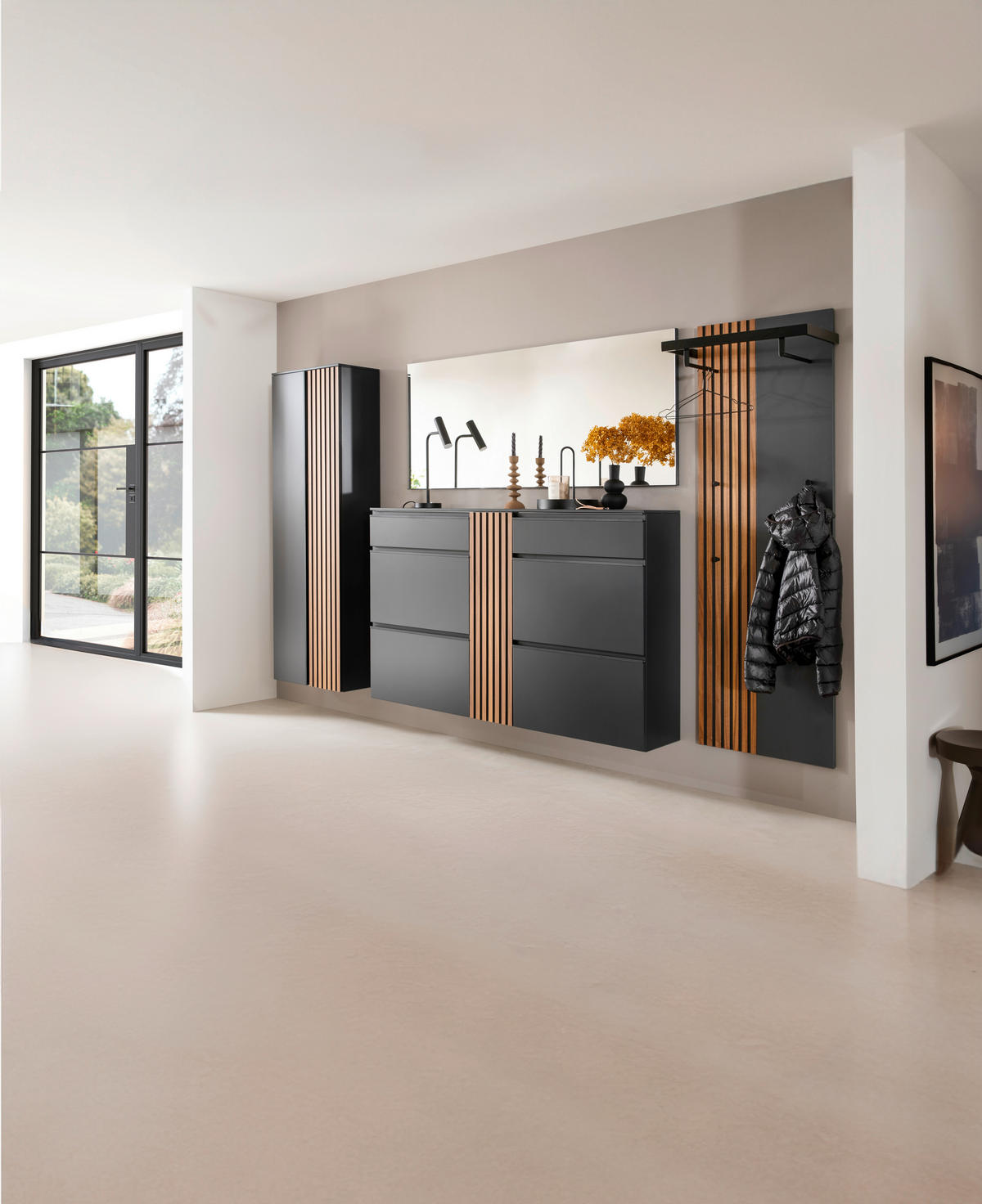 SCHUHSCHRANK  in 167/100/30 cm  - Anthrazit/Nussbaumfarben, Design, Holz/Holzwerkstoff (167/100/30cm) - Moderano