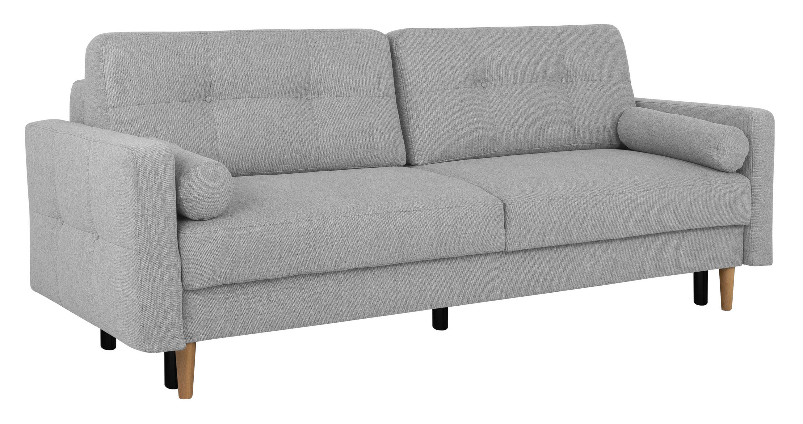 SCHLAFSOFA in Hellgrau  - Buchefarben/Hellgrau, Design, Holz/Textil (222/93/99cm) - MID.YOU