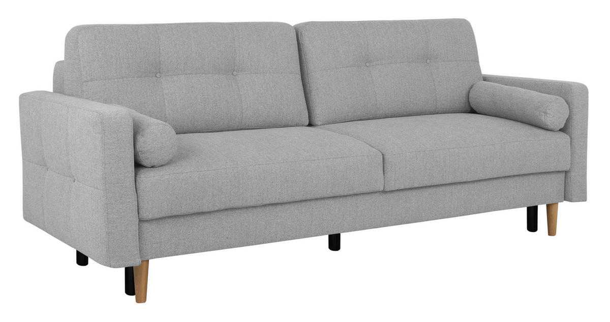 SCHLAFSOFA in Hellgrau  - Buchefarben/Hellgrau, Design, Holz/Textil (222/93/99cm) - MID.YOU