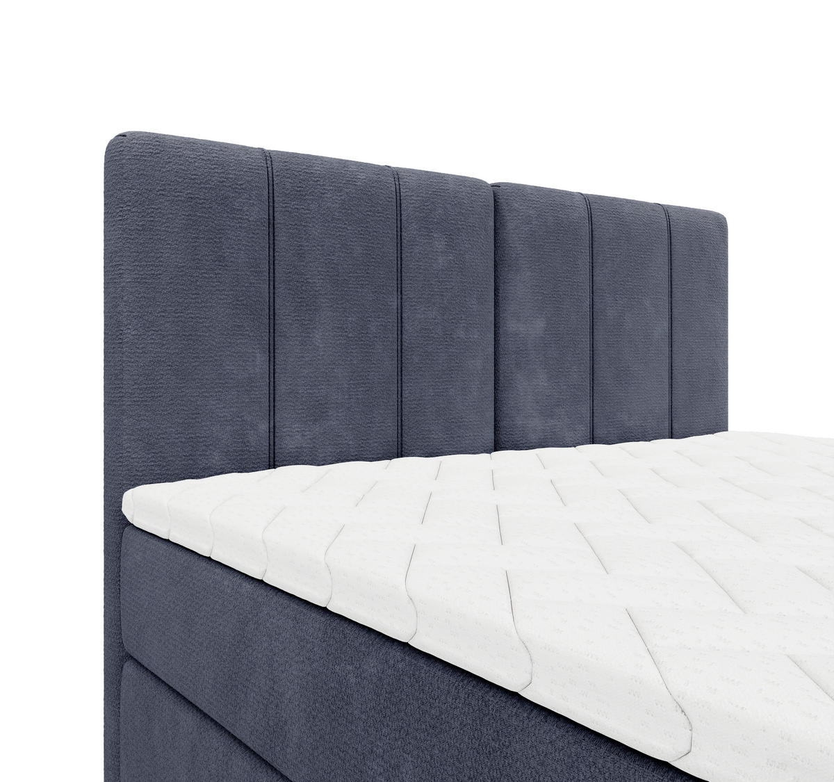 BOXBETT 160/200 cm,  in Dunkelblau, gepolstertes Kopfteil, Bettkasten, Topper, Matratze, H3 = fest  - Schwarz/Dunkelblau, Design, Holzwerkstoff/Kunststoff (160/200cm) - Esposa