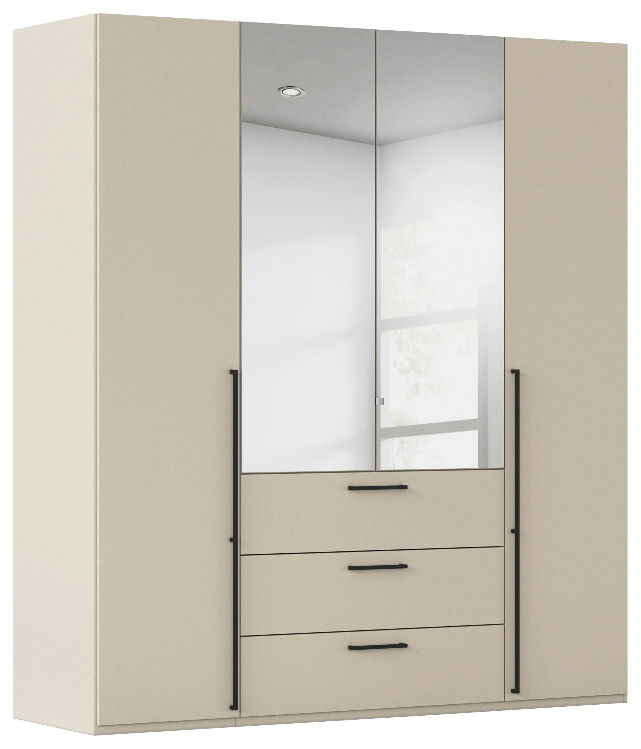 DREHTÜRENSCHRANK 201/235/61 cm,  in Champagner, 4-türig  - Chromfarben/Champagner, Basics, Glas/Holzwerkstoff (201/235/61cm) - Novel