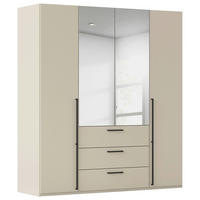 DREHTÜRENSCHRANK 201/235/61 cm,  in Champagner, 4-türig  - Chromfarben/Champagner, Basics, Glas/Holzwerkstoff (201/235/61cm) - Novel