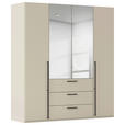 DREHTÜRENSCHRANK 201/235/61 cm,  in Champagner, 4-türig  - Chromfarben/Champagner, Basics, Glas/Holzwerkstoff (201/235/61cm) - Novel