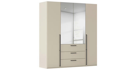 DREHTÜRENSCHRANK 201/235/61 cm,  in Champagner, 4-türig  - Chromfarben/Champagner, Basics, Glas/Holzwerkstoff (201/235/61cm) - Novel