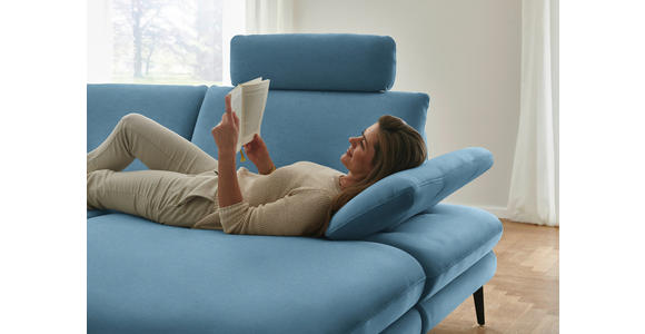 WOHNLANDSCHAFT  in Chenille, Flachgewebe Blau  - Blau/Schwarz, Design, Textil/Metall (208/344/180cm) - Dieter Knoll