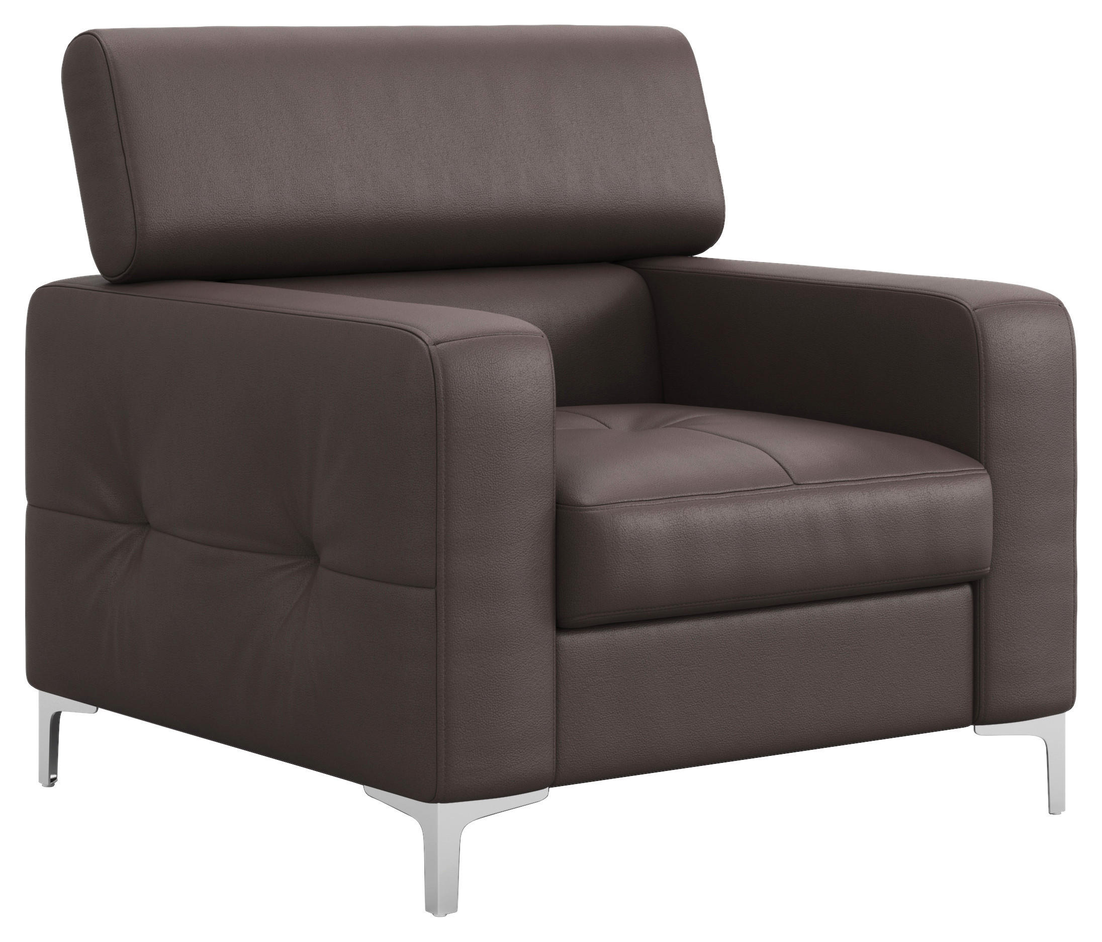 SESSEL in Echtleder Graubraun  - Chromfarben/Graubraun, Design, Leder/Metall (99/78-92/106cm) - Livetastic