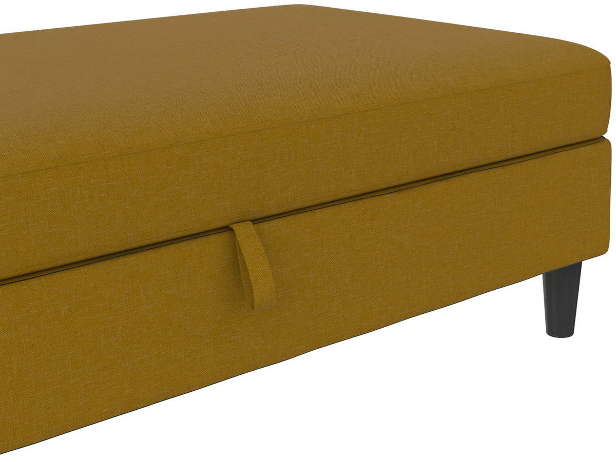 HOCKER HANNOVER Webstoff, Leinenoptik Currygelb  - Currygelb/Schwarz, Basics, Kunststoff/Textil (130/43/69cm) - Livetastic