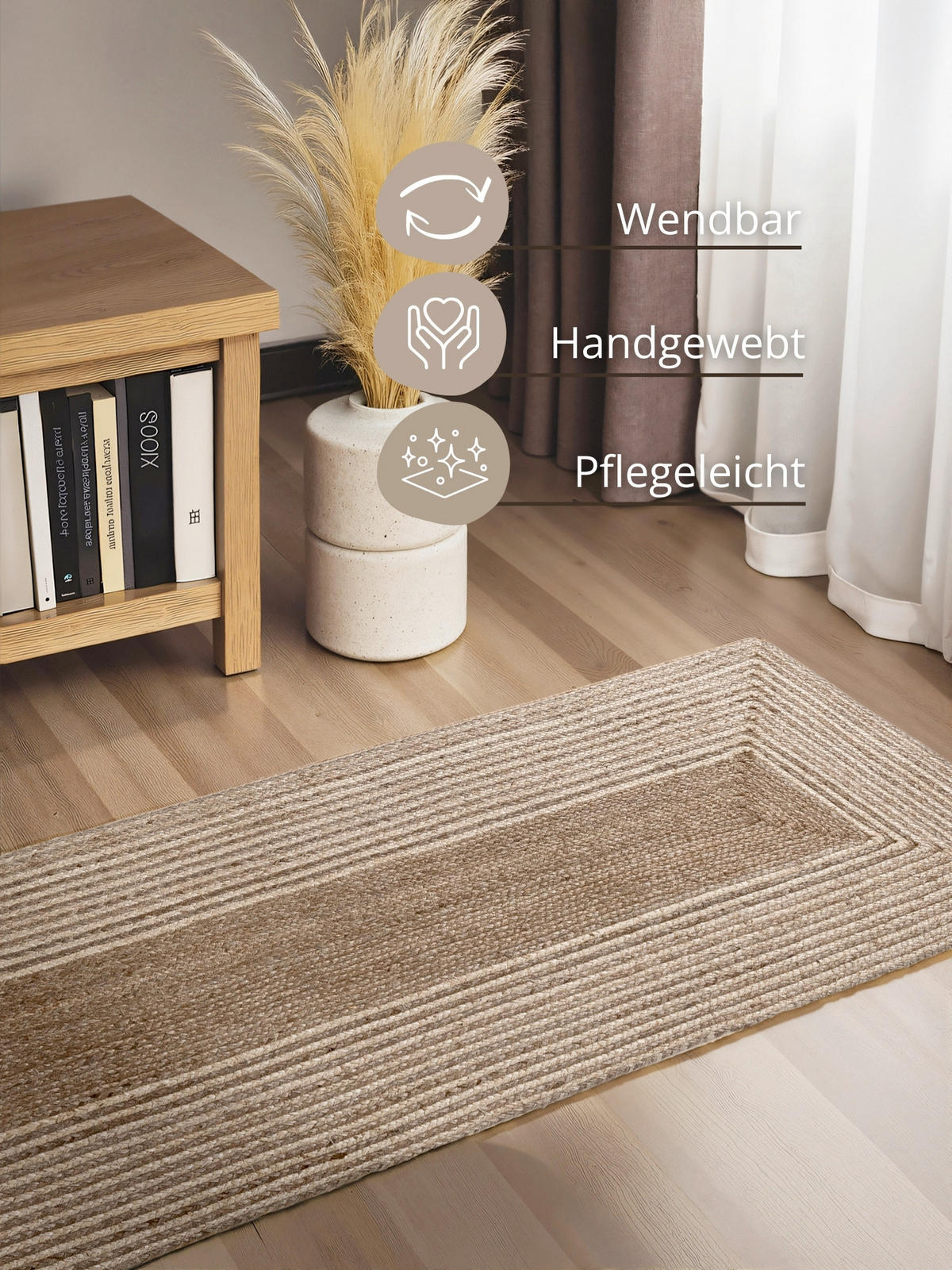 LÄUFER 80/300 cm Juno  - Graubraun/Creme, Natur, Textil (80/300cm) - Hanse Home