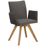 ARMLEHNSTUHL  Stoffauswahl, Typenauswahl Lederlook  - Eichefarben/Dunkelgrau, KONVENTIONELL, Holz/Textil (60/91/61cm) - Moderano