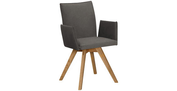 ARMLEHNSTUHL  Stoffauswahl, Typenauswahl Lederlook  - Eichefarben/Dunkelgrau, KONVENTIONELL, Holz/Textil (60/91/61cm) - Moderano