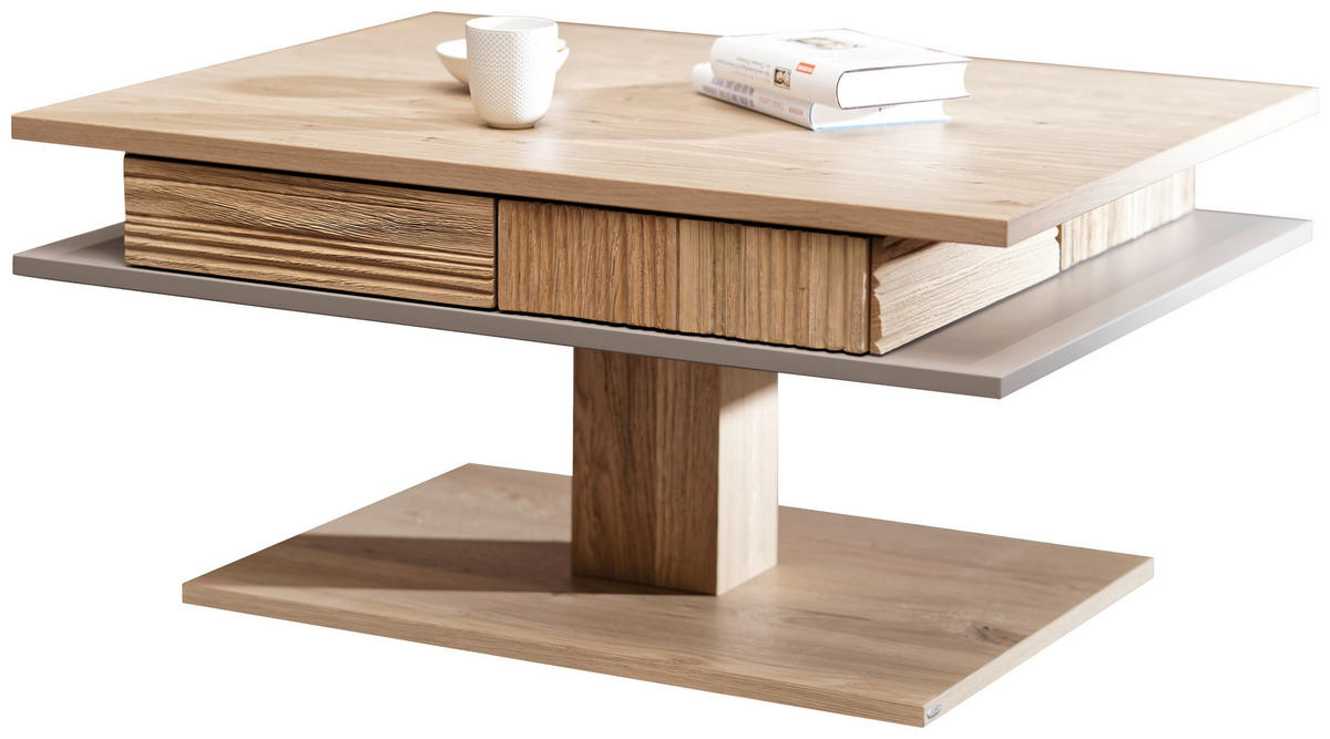 KONFERENČNÝ STOLÍK, sivá, drevo, 90/44/70 cm - divoký dub/sivá, Natur, drevo (90/44/70cm) - Voglauer