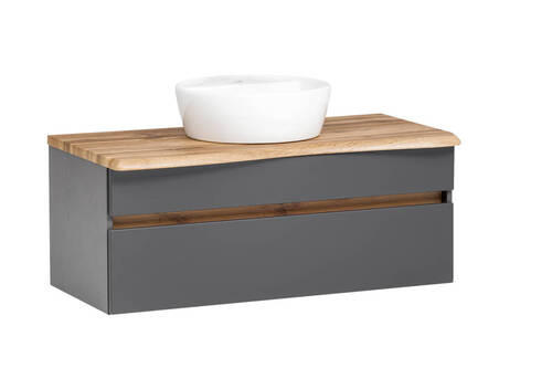 WASCHTISCHKOMBI 101 cm - Graphitfarben/Weiß, Natur, Keramik/Holzwerkstoff (101cm) - Xora