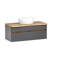 WASCHTISCHKOMBI 101 cm  - Graphitfarben/Weiß, Natur, Keramik/Holzwerkstoff (101cm) - Xora