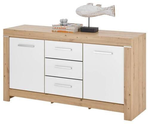SIDEBOARD 160/85/45 cm  in Weiß, Eiche Artisan  - Silberfarben/Weiß, Design, Holzwerkstoff/Kunststoff (160/85/45cm) - MID.YOU