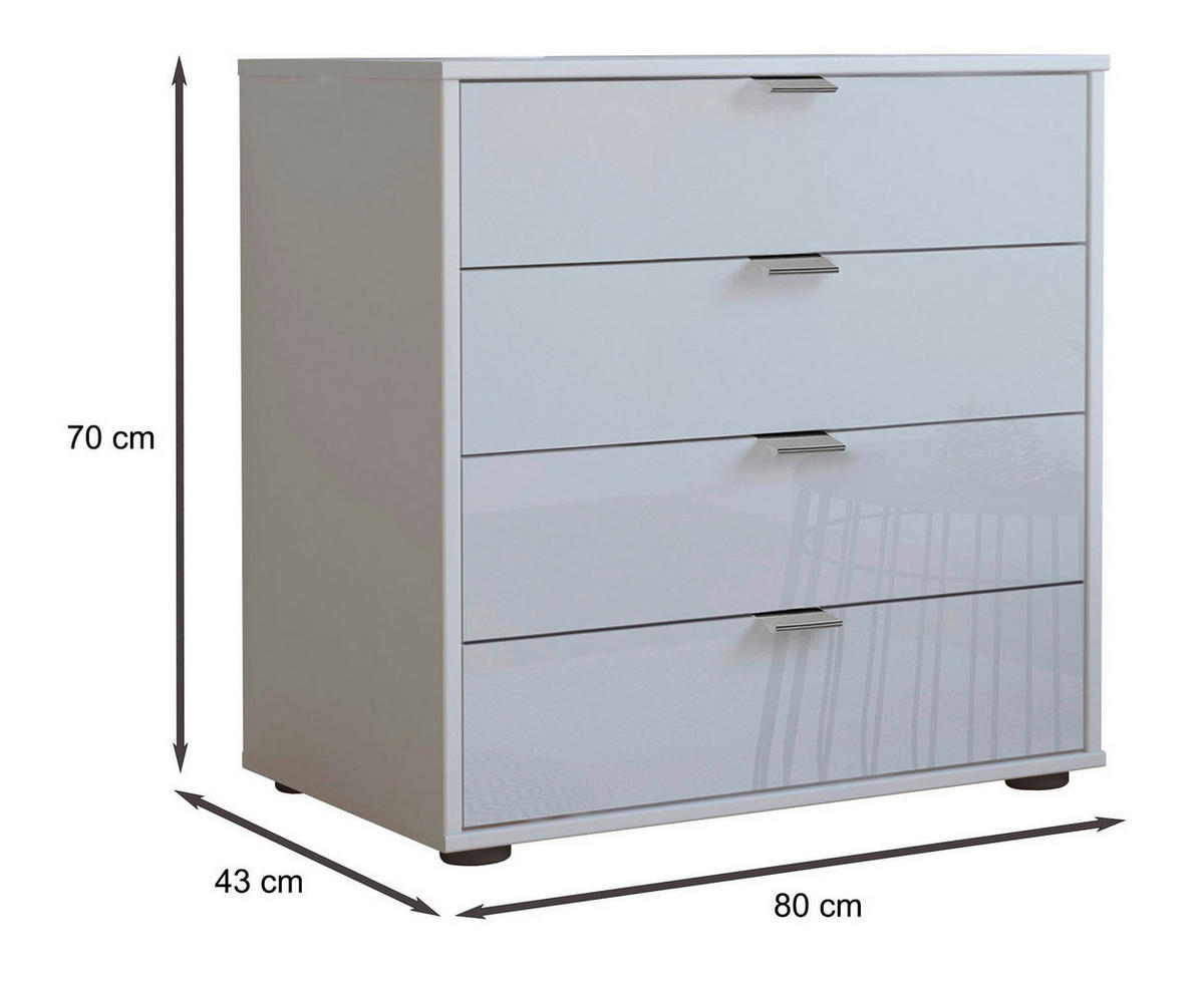 KOMMODE  in 80/70/43 cm  - Chromfarben/Schwarz, KONVENTIONELL, Glas/Holzwerkstoff (80/70/43cm) - Dieter Knoll