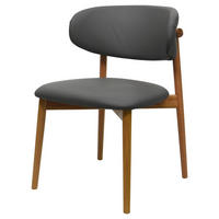 STUHL Echtleder Grau Eiche vollmassiv  - Eichefarben/Grau, MODERN, Leder/Holz (55/80/60cm) - Livetastic