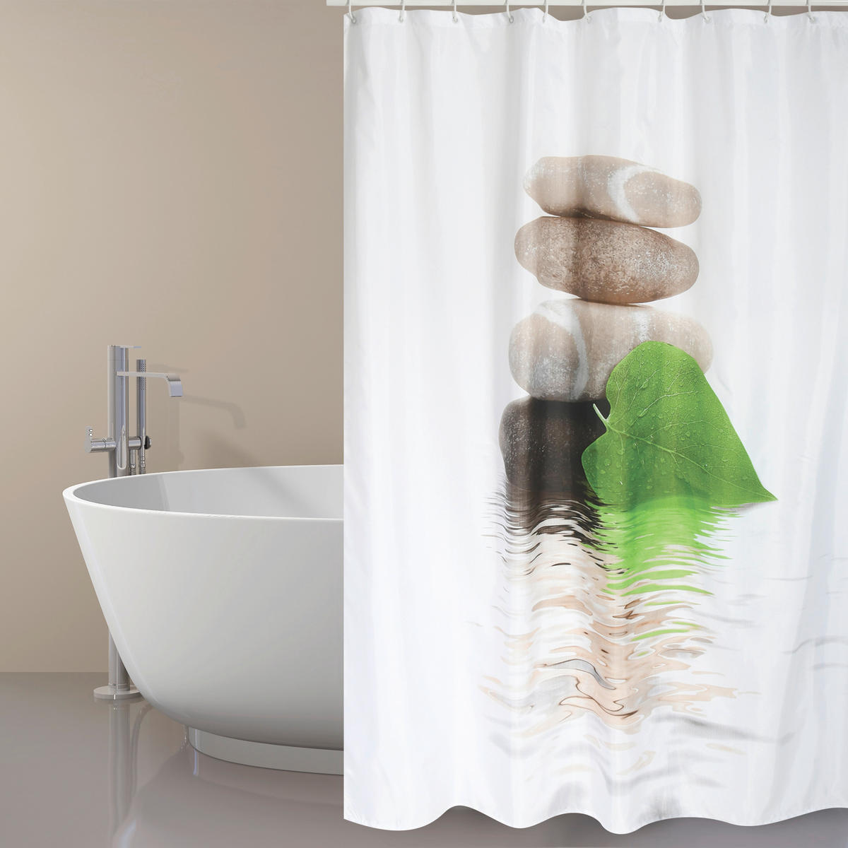 DUSCHVORHANG LINGGA 180/200 cm  - Weiß, Basics, Textil (180/200cm) - MSV