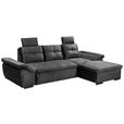 ECKSOFA in Mikrovelours Schwarz  - Schwarz, KONVENTIONELL, Kunststoff/Textil (275/170cm) - Carryhome