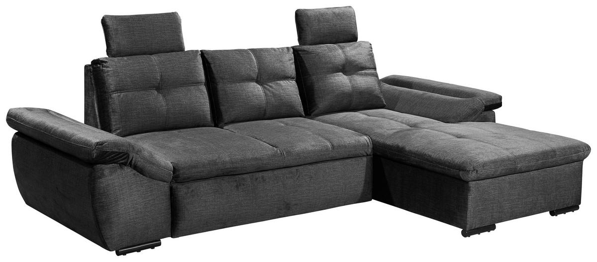 ECKSOFA in Mikrovelours Schwarz  - Schwarz, Konventionell, Kunststoff/Textil (275/170cm) - Carryhome