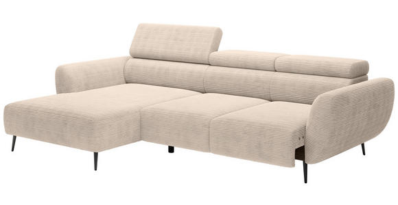 ECKSOFA  in Cord Taupe  174/277 cm  - Taupe/Schwarz, KONVENTIONELL, Textil/Metall (174/277cm) - Carryhome