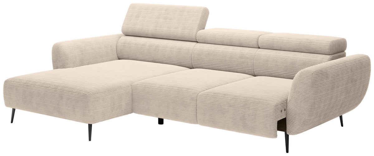 ECKSOFA in Cord Taupe  - Taupe/Schwarz, Konventionell, Textil/Metall (174/277cm) - Carryhome