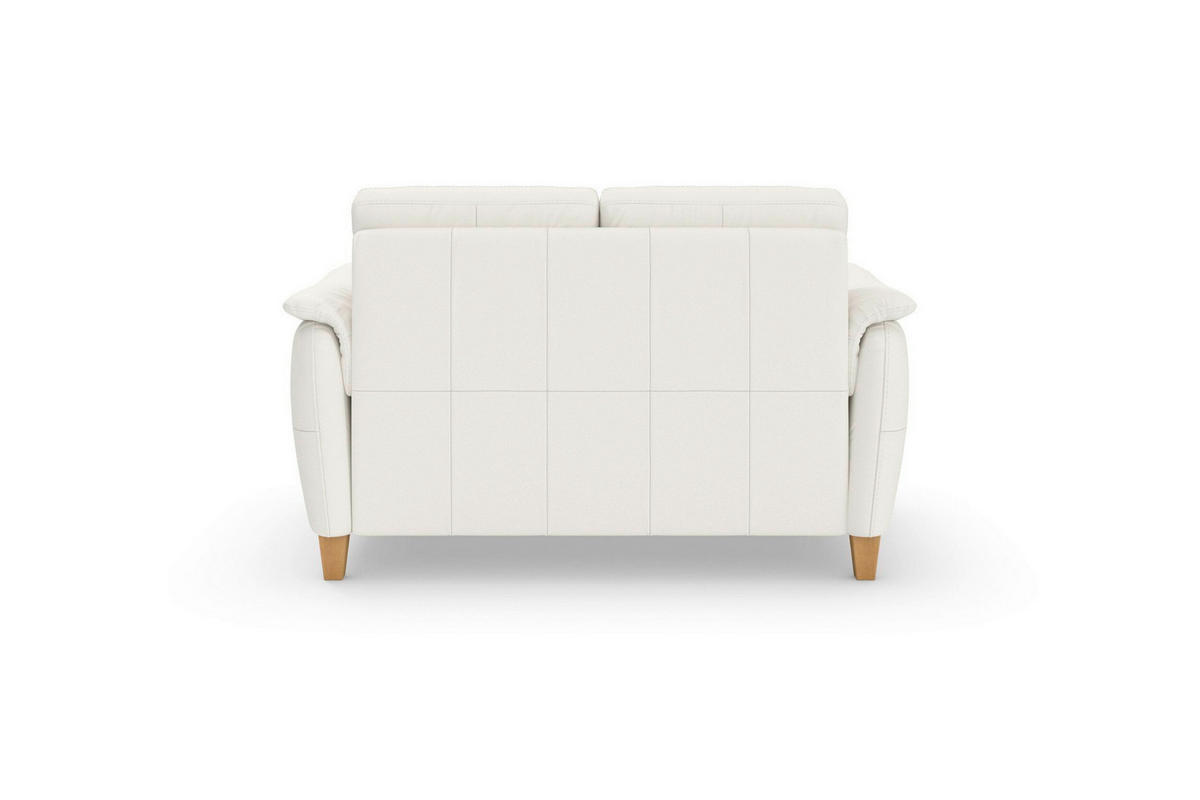 2-SITZER-SOFA PALMERA E Weiß Echtleder  - Eichefarben/Weiß, Basics, Leder/Holz (149/89/89cm) - Sit & More
