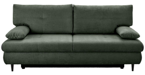 SCHLAFSOFA mit Liegefunktion, Rücken echt Chenille Dunkelgrün - Dunkelgrün/Schwarz, KONVENTIONELL, Holz/Textil (212/97/105cm) - Carryhome