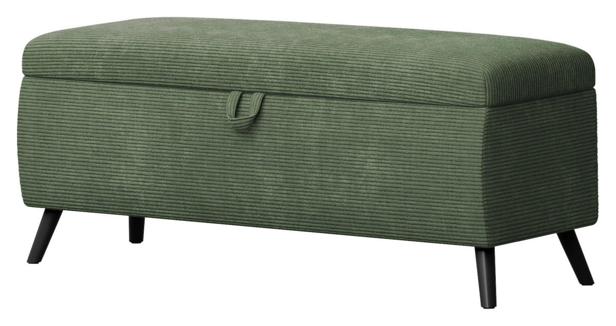 BETTBANK Cord Grün  - Schwarz/Grün, Trend, Holz/Textil (145/45/50cm) - Esposa