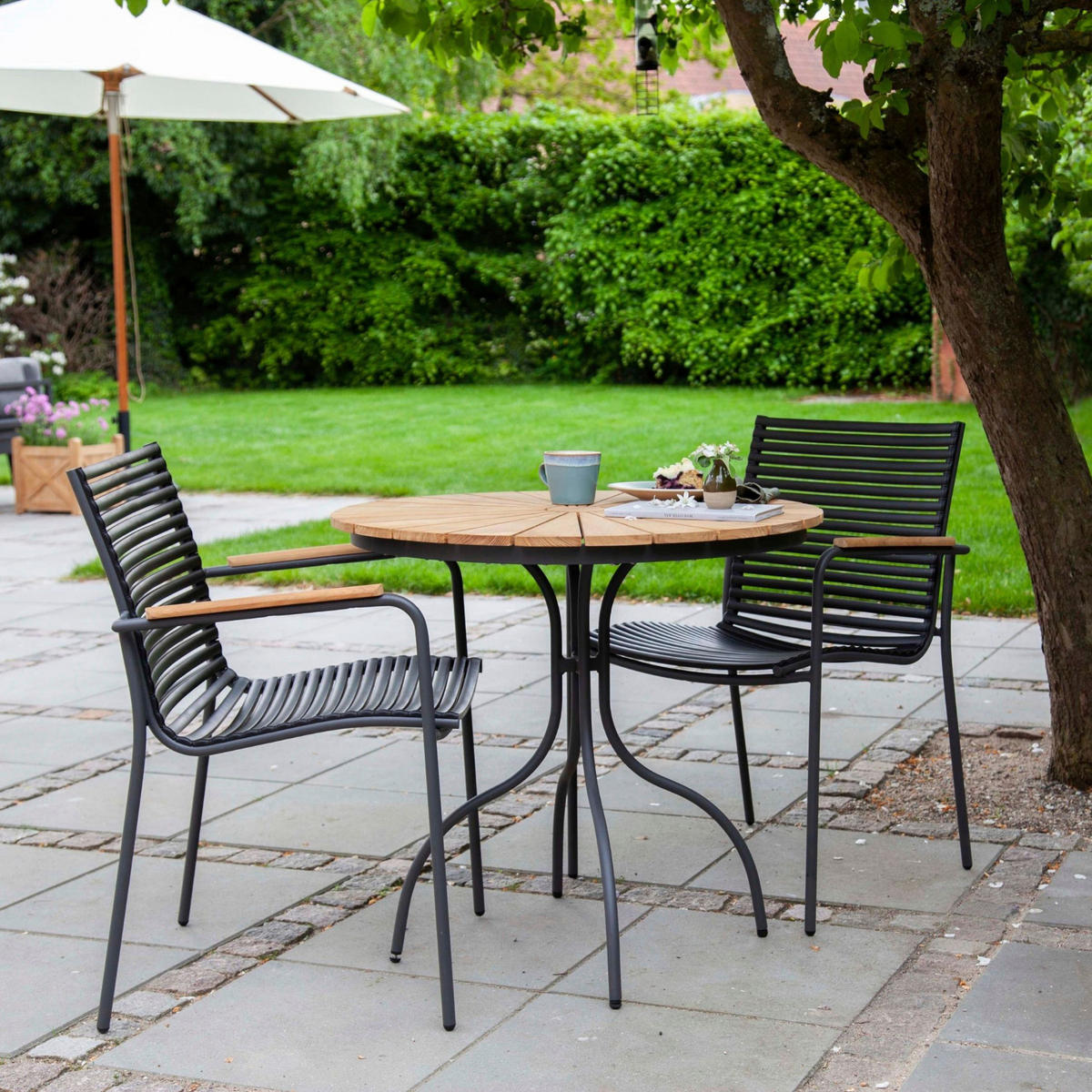 BALKONSET   - Anthrazit/Schwarz, Natur, Holz/Kunststoff - Gardenson