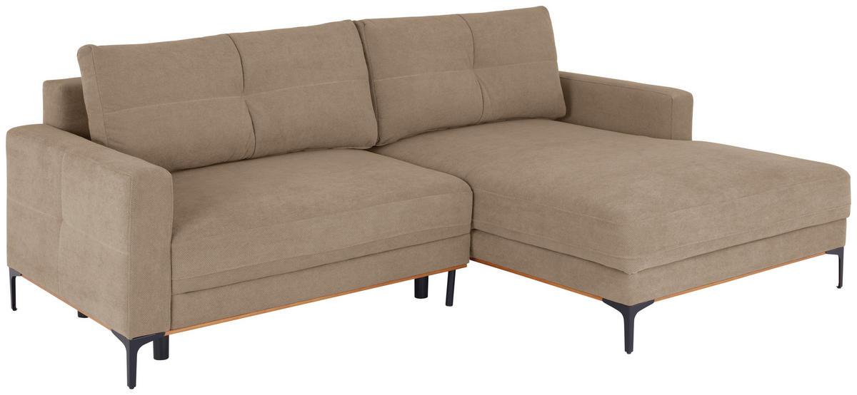 ECKSOFA in Hellbraun  - Hellbraun/Schwarz, Modern, Textil/Metall (238/162cm) - Ondega