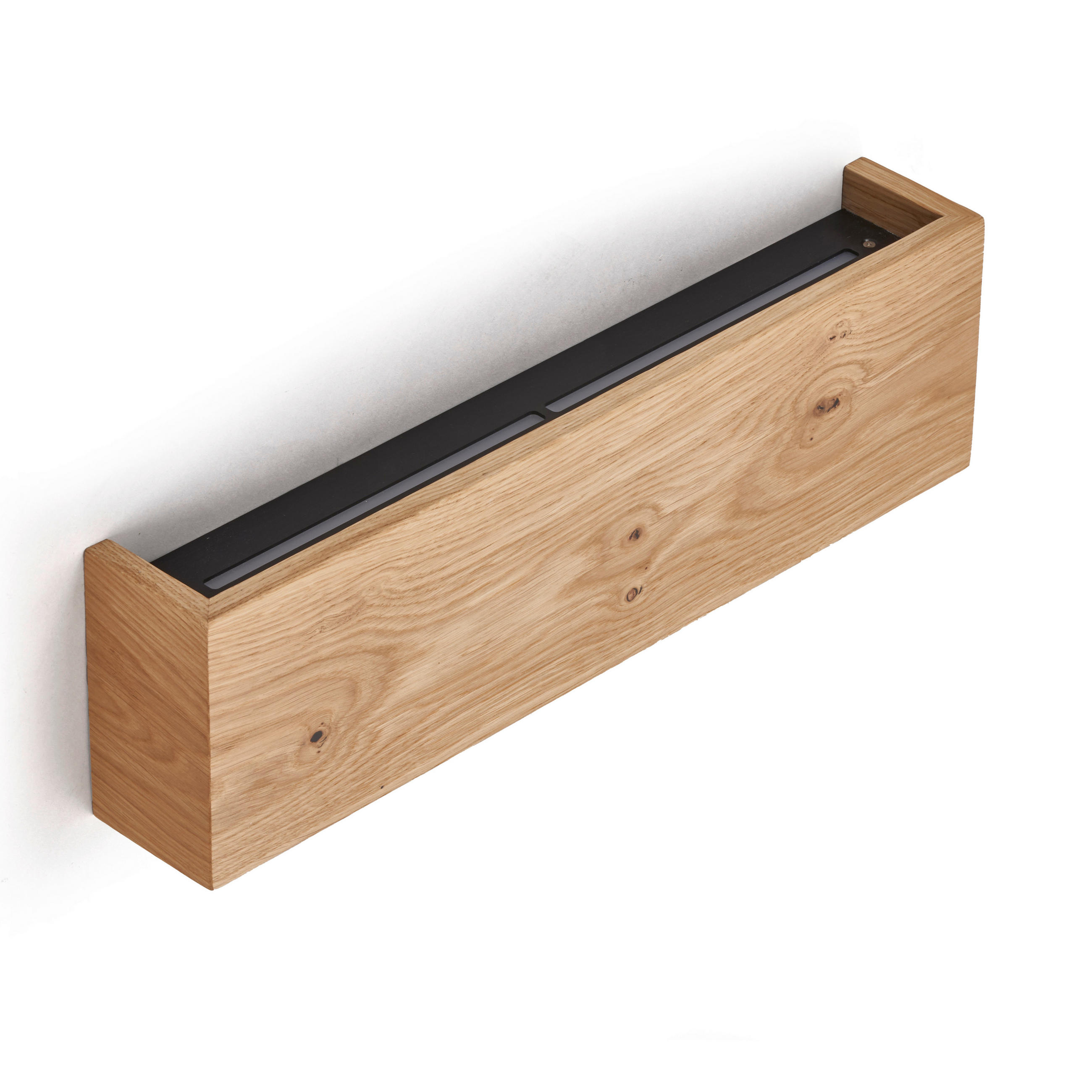 LED-WANDLEUCHTE Gr. 654 Wandleuchten Asteiche massiv/Schwarz matt   - Wildeiche, Natur, Holz (15/48/10cm) - Ambiente
