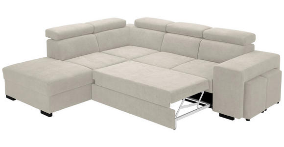 ECKSOFA  in Webstoff Creme  - Creme/Schwarz, KONVENTIONELL, Holz/Textil (244/283cm) - Carryhome
