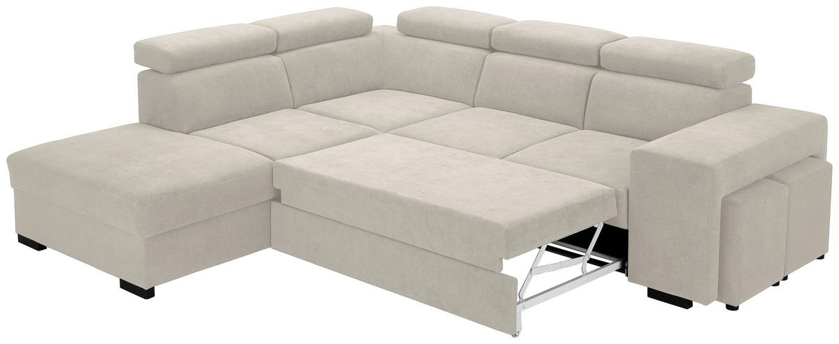 ECKSOFA Creme Webstoff  - Creme/Schwarz, KONVENTIONELL, Holz/Textil (244/283cm) - Carryhome